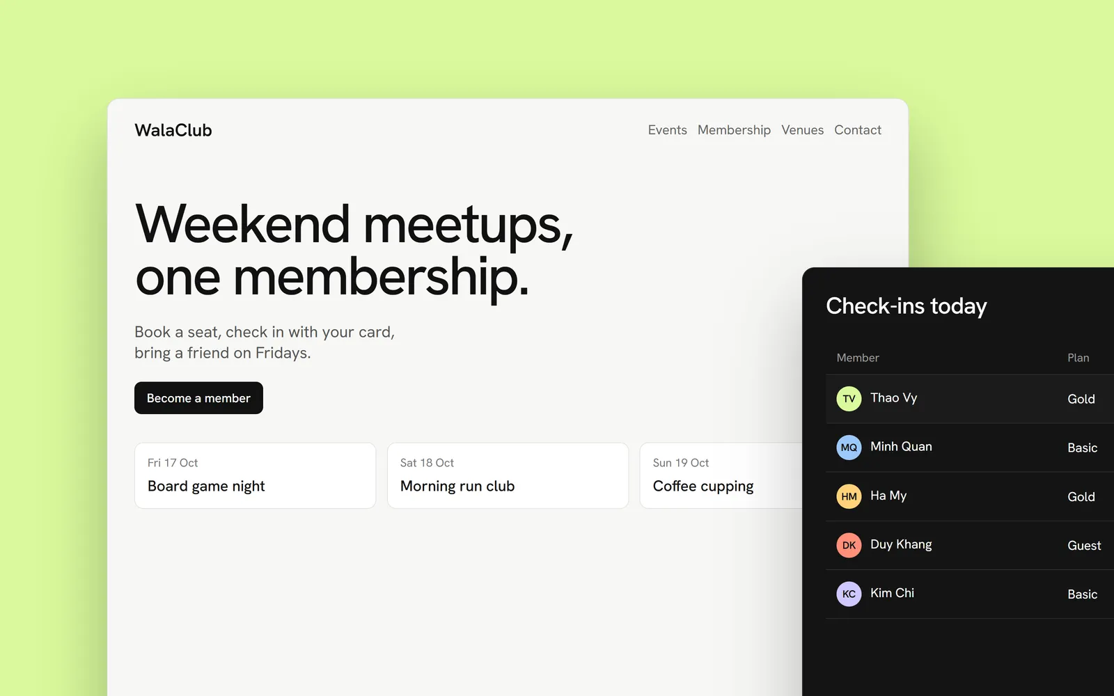 WalaClub: interface illustration